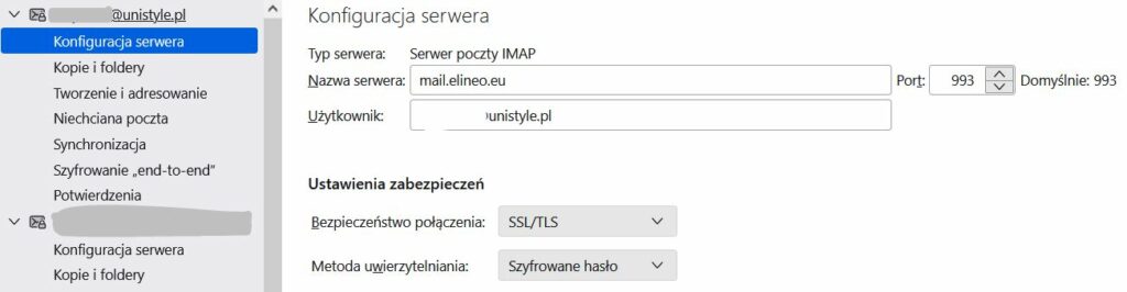 Konfiguracja poczty e-mail w UniStyle.pl na przykładzie Thunderbird
